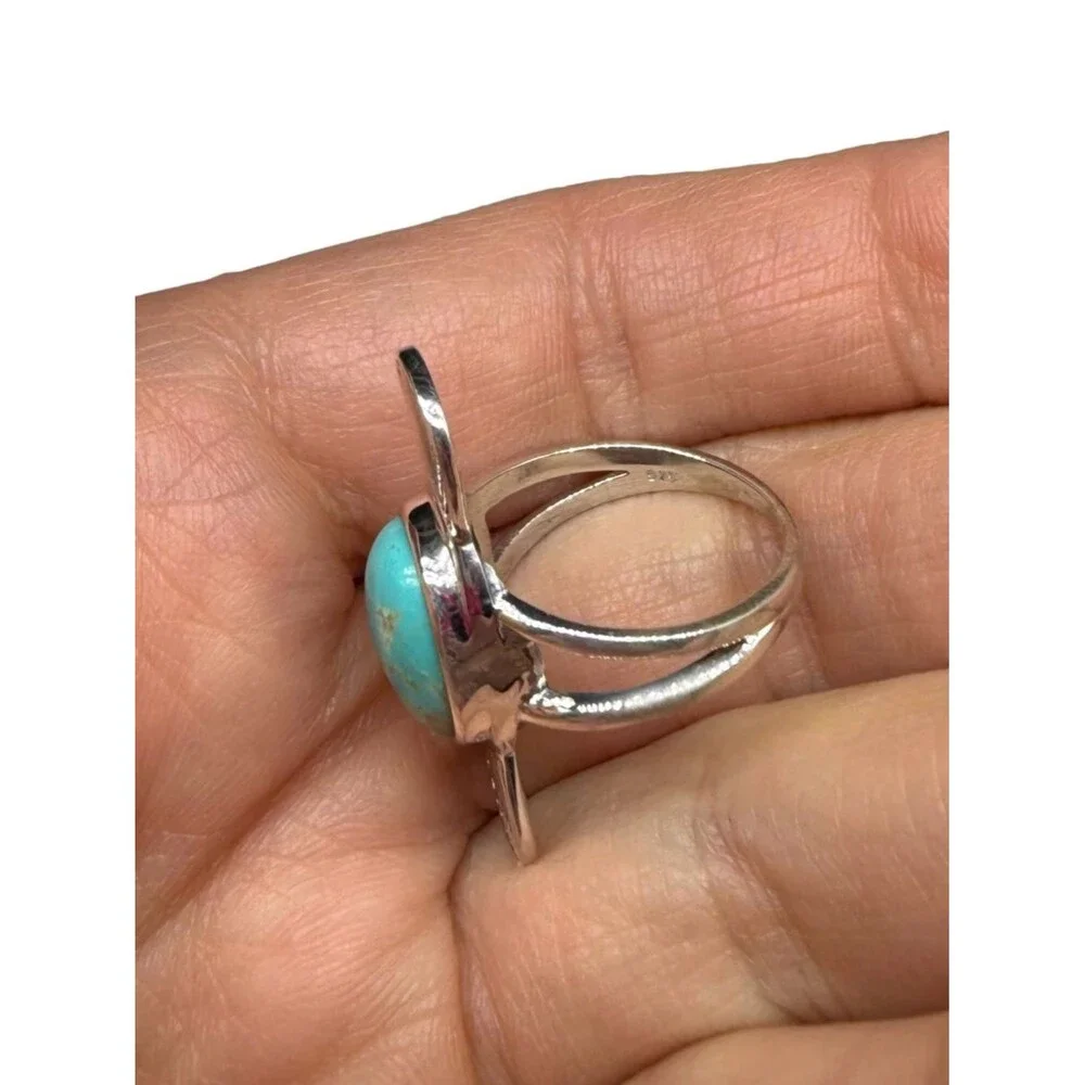 Kingman Turquoise Ring Size 6.5 Solid 925 Sterling Silver